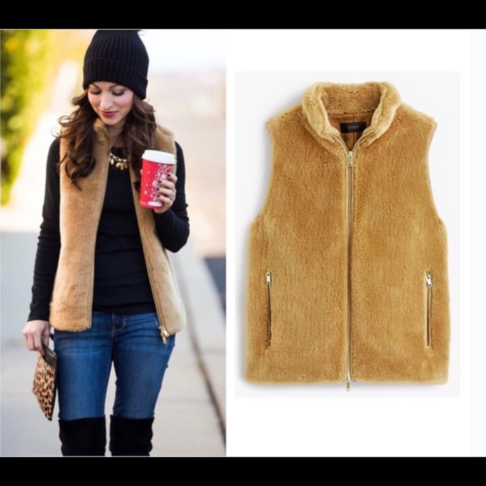 J. Crew Tan Fleece Vest
